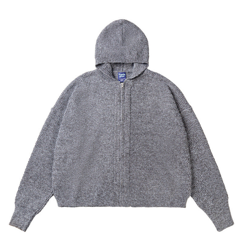 Unisex Strick-Kapuzenjacke mit Strukturmuster und durchgehendem Reißverschluss Nord Taschen