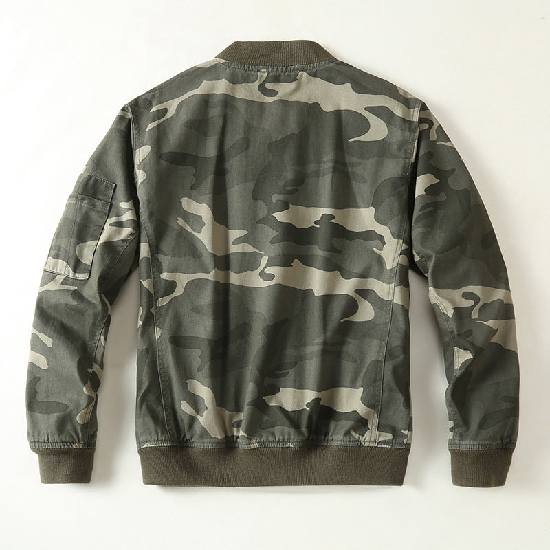 Herren Bomberjacke im Military-Camouflage mit Reißverschluss, Rippbündchen und Ärmeltasche Nord Taschen