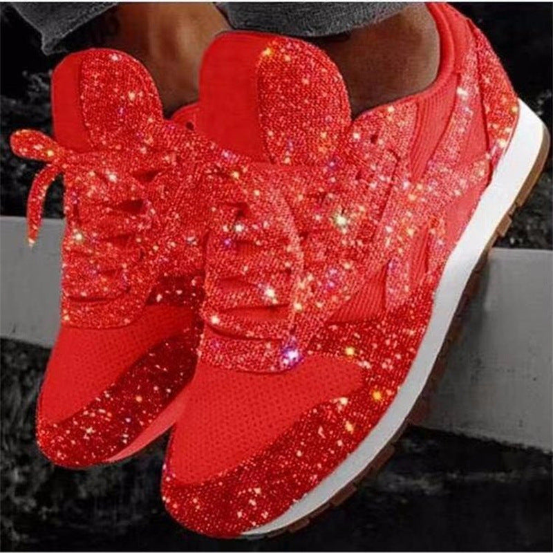 Damen nan glitzernde Fashion-Sneaker mit funkelnder Strassoptik atmungsaktivem Strick-Obermaterial und gepolstertem Komfortfußbett Nord Taschen