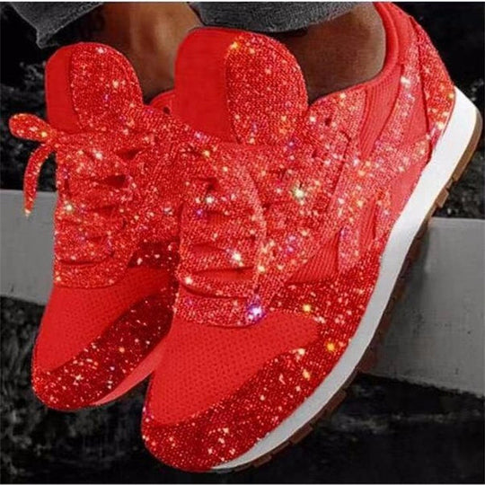 Damen nan glitzernde Fashion-Sneaker mit funkelnder Strassoptik atmungsaktivem Strick-Obermaterial und gepolstertem Komfortfußbett Nord Taschen