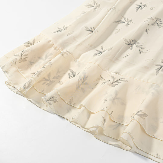 Damen Maxikleid mit Volants, langem Glockenärmel und floralem Chiffon-Design Nord Taschen