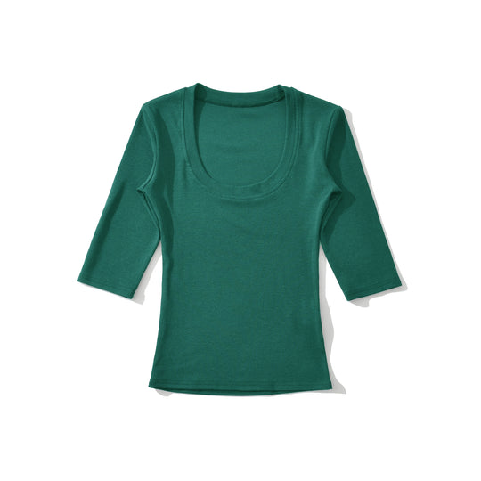 Damen Eng anliegendes Longsleeve mit tiefem Rundhalsausschnitt Nord Taschen