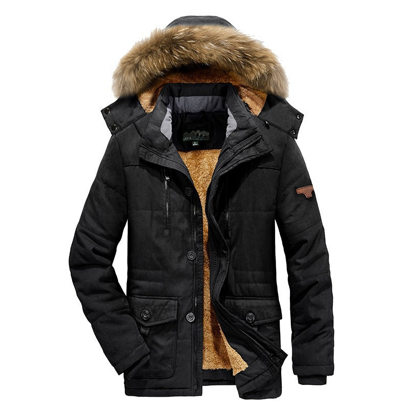 Herren wattierter Parka mit Kunstfellkapuze und Teddyfutter Nord Taschen