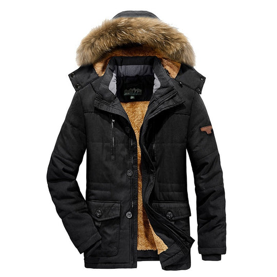 Herren wattierter Parka mit Kunstfellkapuze und Teddyfutter Nord Taschen