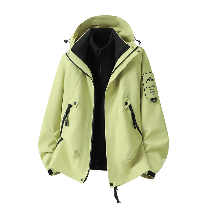 Herren Zwei-in-eins Wetterschutzjacke mit abnehmbarer Steppweste und verstellbarer Kapuze Nord Taschen