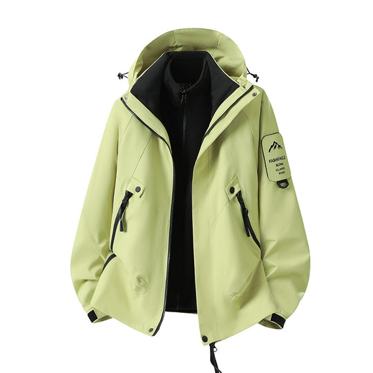 Herren Zwei-in-eins Wetterschutzjacke mit abnehmbarer Steppweste und verstellbarer Kapuze Nord Taschen