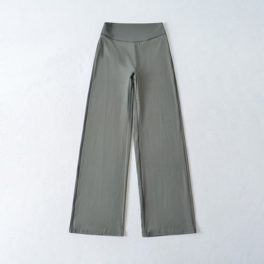 Damen Weite High Waist Loungehose aus Stretchjersey mit fließendem Schlag Nord Taschen