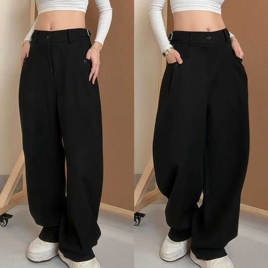 Damen Modische Weitgeschnittene Hochbundhose Nord Taschen