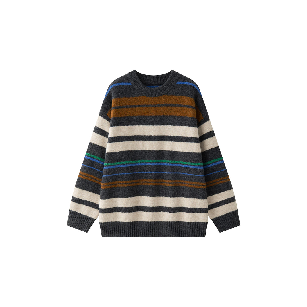 Damen Oversize-Strickpullover im Breton-Streifen-Look aus Wollmix mit geripptem Saum Nord Taschen