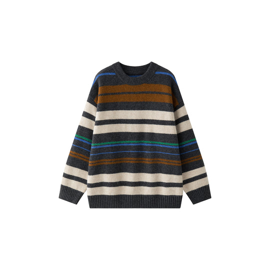 Damen Oversize-Strickpullover im Breton-Streifen-Look aus Wollmix mit geripptem Saum Nord Taschen