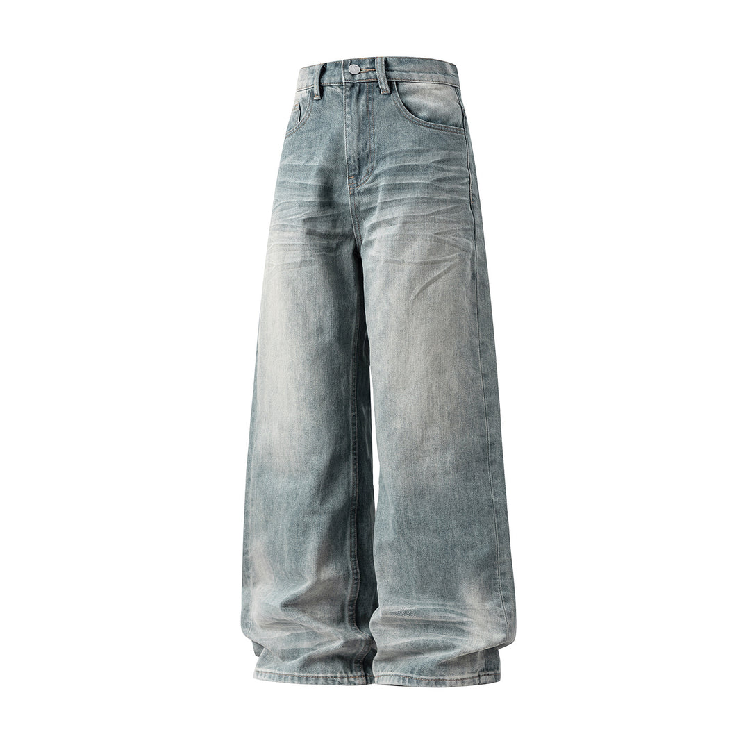 Damen Ultraweite hochgeschnittene Denim Palazzohose im Baggy Schnitt mit Vintage Wascheffekt Nord Taschen