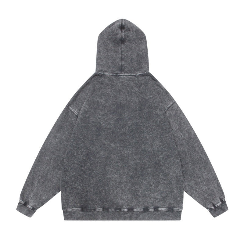 Unisex Oversize-Kapuzenpullover im Acid-Wash mit Kängurutasche und Raglanärmeln Nord Taschen