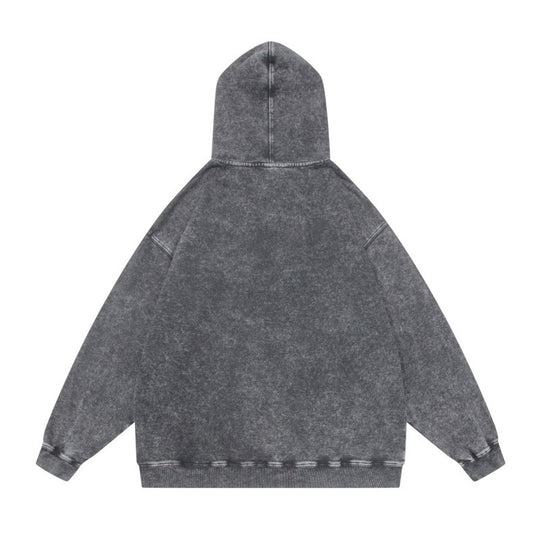 Unisex Oversize-Kapuzenpullover im Acid-Wash mit Kängurutasche und Raglanärmeln Nord Taschen