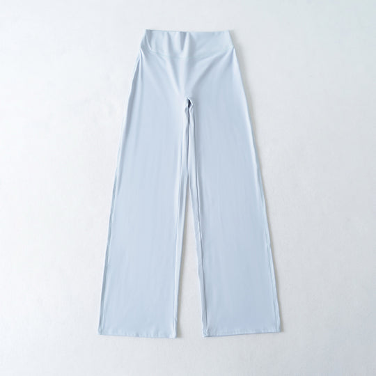 Damen Weite High Waist Loungehose aus Stretchjersey mit fließendem Schlag Nord Taschen