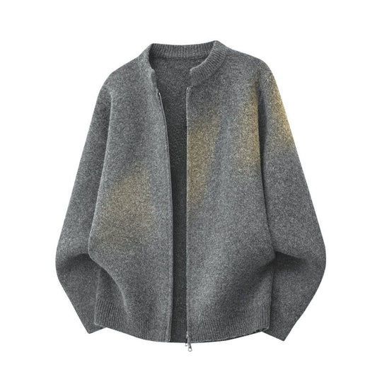 Damen Oversize Polokragen-Strickpullover mit Knopfleiste und geripptem Saum Nord Taschen