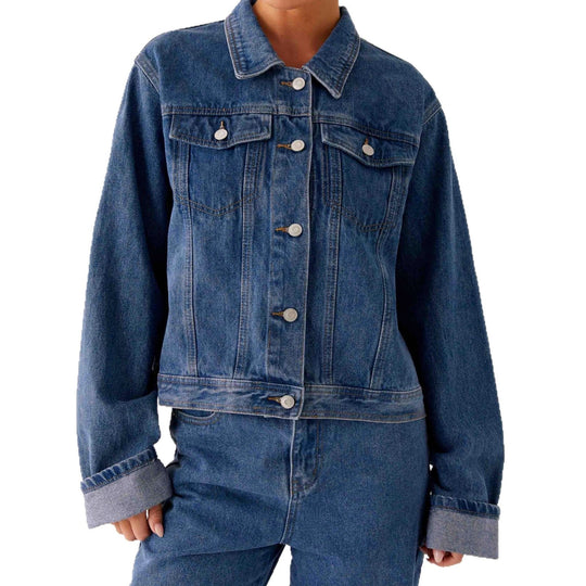 Damen trendige Denimjacke im lässigen Schnitt mit aufgesetzten Taschen und Knopfdetails - Vittorelli