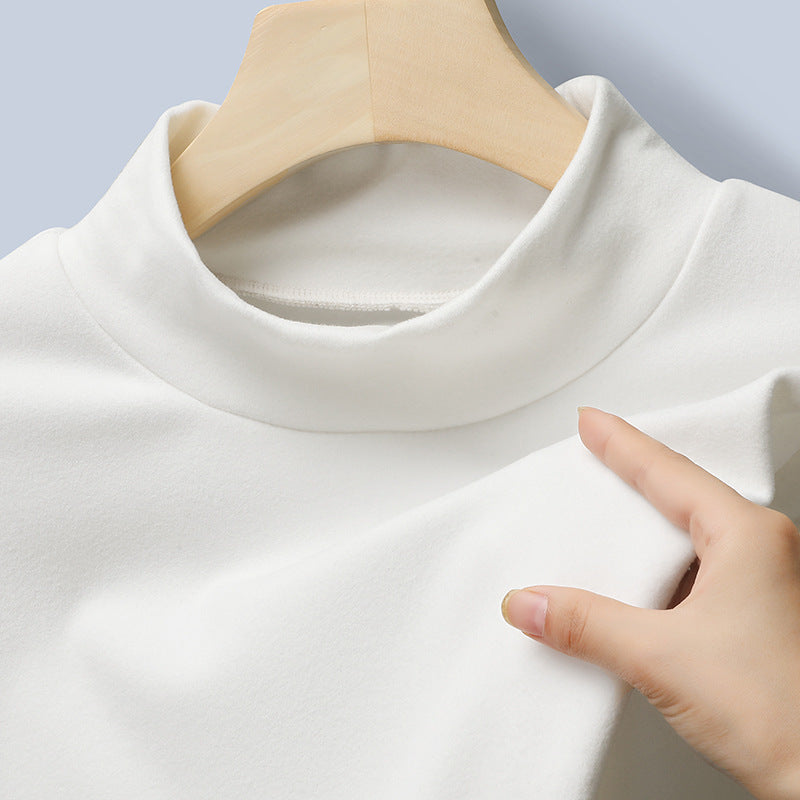 Damen Feines Stretch-Mockneck-Langarmshirt mit engem Stehkragen Nord Taschen