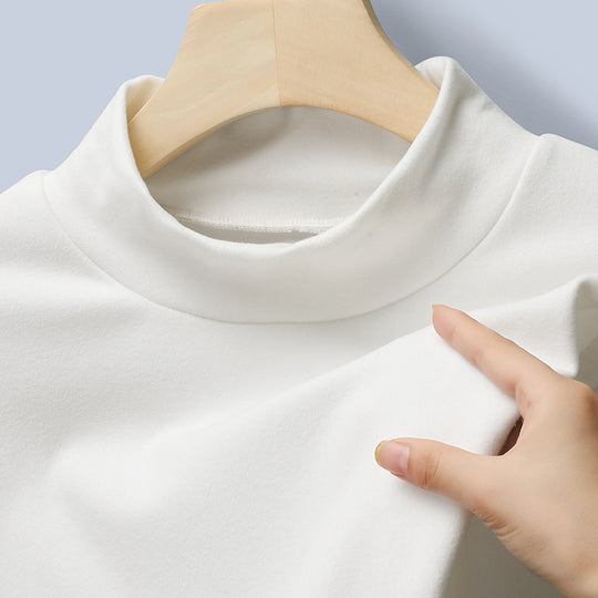 Damen Feines Stretch-Mockneck-Langarmshirt mit engem Stehkragen Nord Taschen