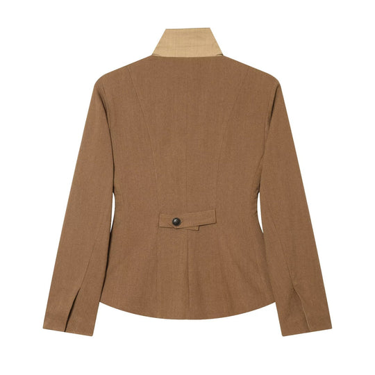 Damen Taillierter Blazer mit Stehkragen figurformenden Abnähern und Pattentaschen Nord Taschen
