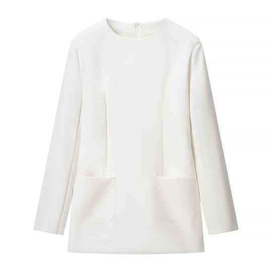 Damen Figurbetontes Mini-Kleid mit betonten Schultern und aufgesetzten Taschen Nord Taschen