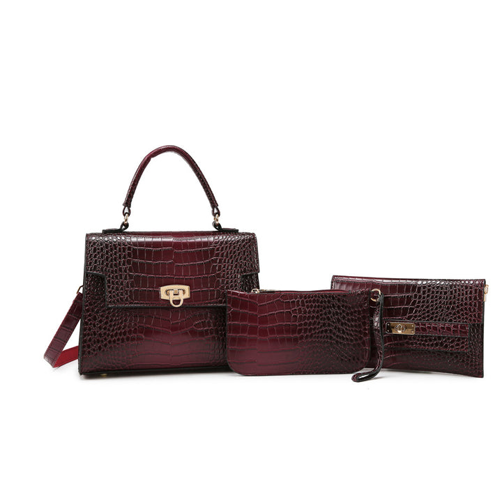 Damen Handtaschen-Set mit eleganter Krokodil-Prägung Nord Taschen