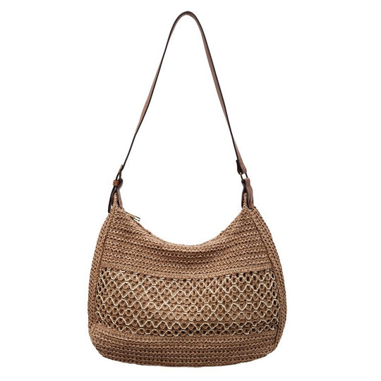 Damen Hobo-Tasche aus geflochtenem Naturmaterial mit einzigartiger Struktur Nord Taschen