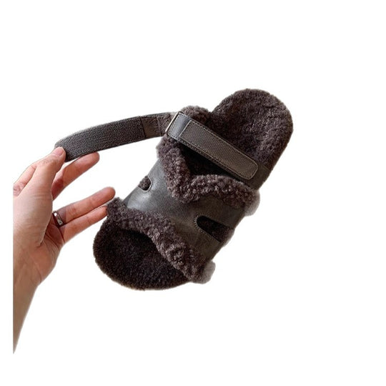 Damen Teddy-gefütterte Pantoletten mit verstellbaren Riemen Nord Taschen