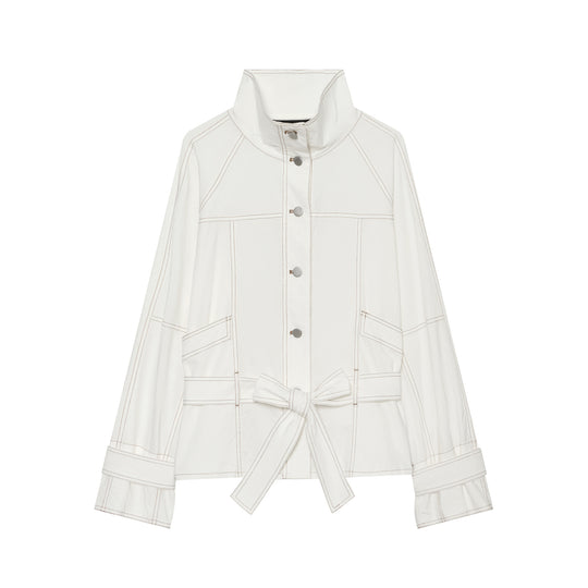 Damen Cropped Utility‑Jacke mit Stehkragen, Taillenband und sichtbaren Ziernähten Nord Taschen