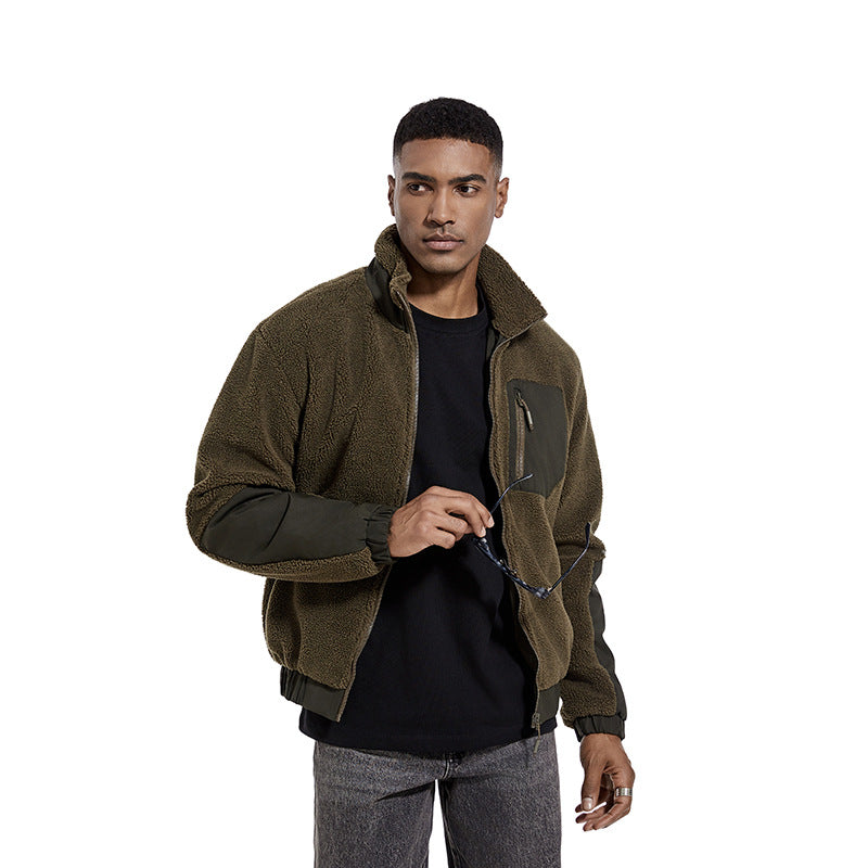Herren Teddy-Fleece Jacke mit Stehkragen und verstärkten Einsätzen Nord Taschen