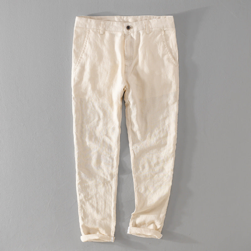 Herren Leichte Leinenchino mit schlanker Passform und gekrempeltem Saum Nord Taschen