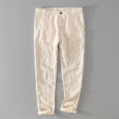 Herren Leichte Leinenchino mit schlanker Passform und gekrempeltem Saum Nord Taschen