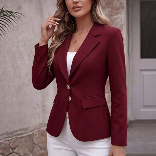 Damen Taillierter Einreihiger Blazer mit Reverskragen und Pattentaschen Nord Taschen