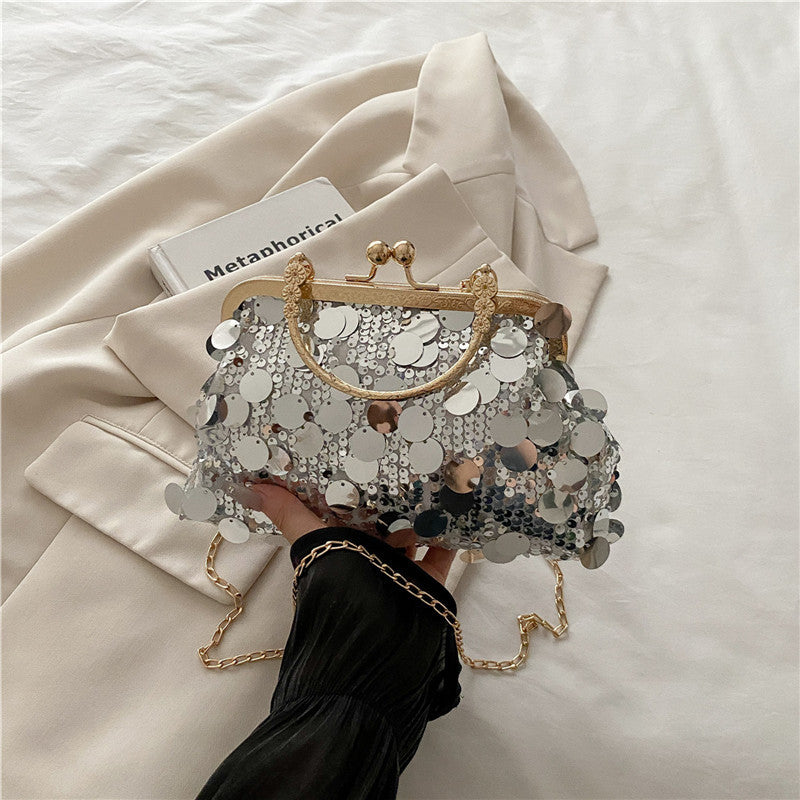 Damen glamouröse Clutch Tasche mit funkelnden Pailletten Nord Taschen