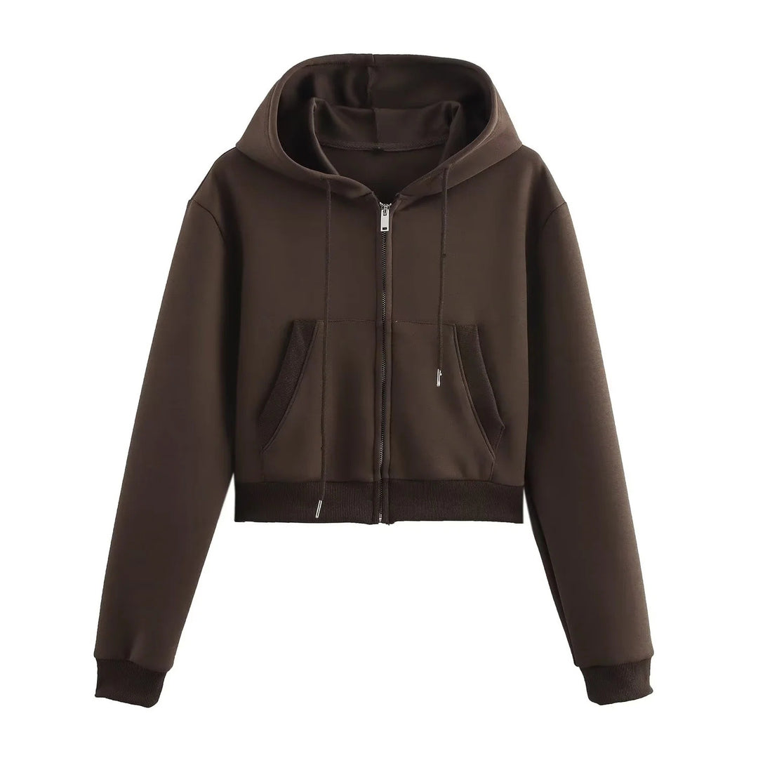 Damen 20+ zweiteiliges Joggingset mit Kapuzen‑Cropped‑Zipjacke und ausgestellter High‑Waist‑Palazzohose Nord Taschen