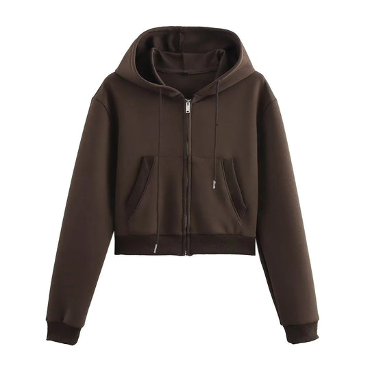 Damen 20+ zweiteiliges Joggingset mit Kapuzen‑Cropped‑Zipjacke und ausgestellter High‑Waist‑Palazzohose Nord Taschen