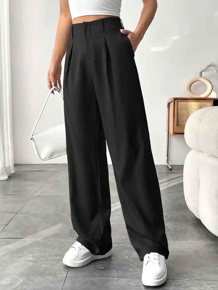 Damen Elegante Bundfaltenhose mit weitem Schnitt
