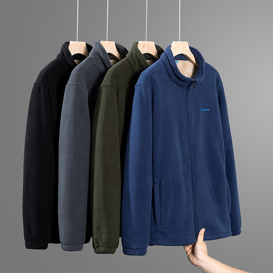 Herren Thermo-Fleecejacke mit Teddy-Innenfutter, verdecktem Reißverschluss und Stehkragen Nord Taschen