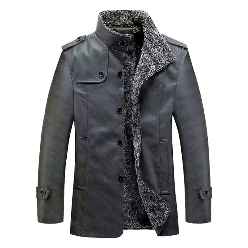 Herren schlanke Kunstleder-Motojacke mit Stehkragen, ergonomischer Nahtführung und leichter Thermofütterung Nord Taschen