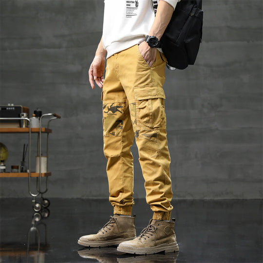 Herren Cargo-Jogginghose mit Camouflage-Knieeinsatz & elastischen Bündchen Nord Taschen
