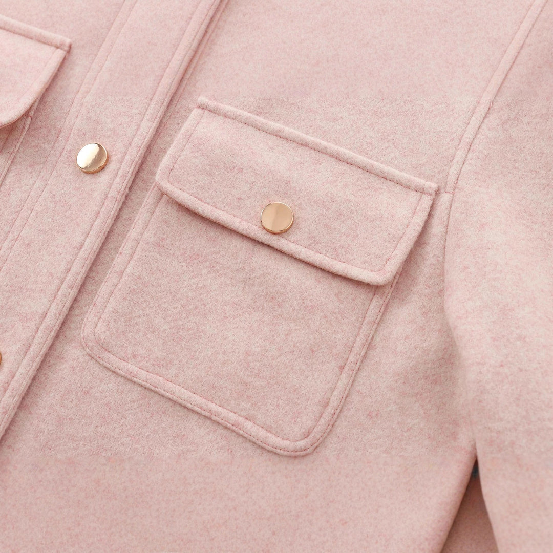 Damen Cropped Wollmix‑Jacke im Boxy‑Schnitt mit Rundhalsausschnitt und Zierdruckknöpfen Nord Taschen