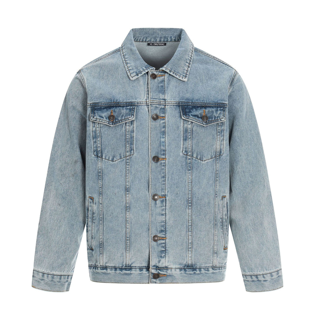 Herren Jeansjacke im Used-Effekt mit Pattentaschen und geradem Schnitt Nord Taschen