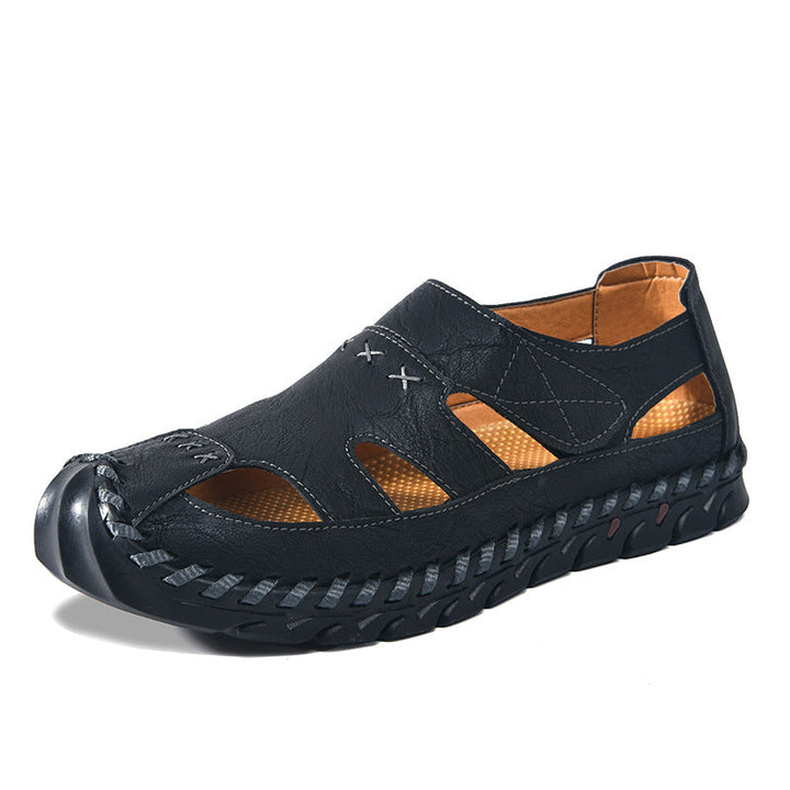 Herren Bequeme Leder-Sandalen mit luftiger Belüftung