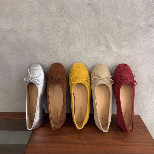 Damen Ballerina-Schuhe mit modischer Schleifenverzierung und komfortablem Fußbett
