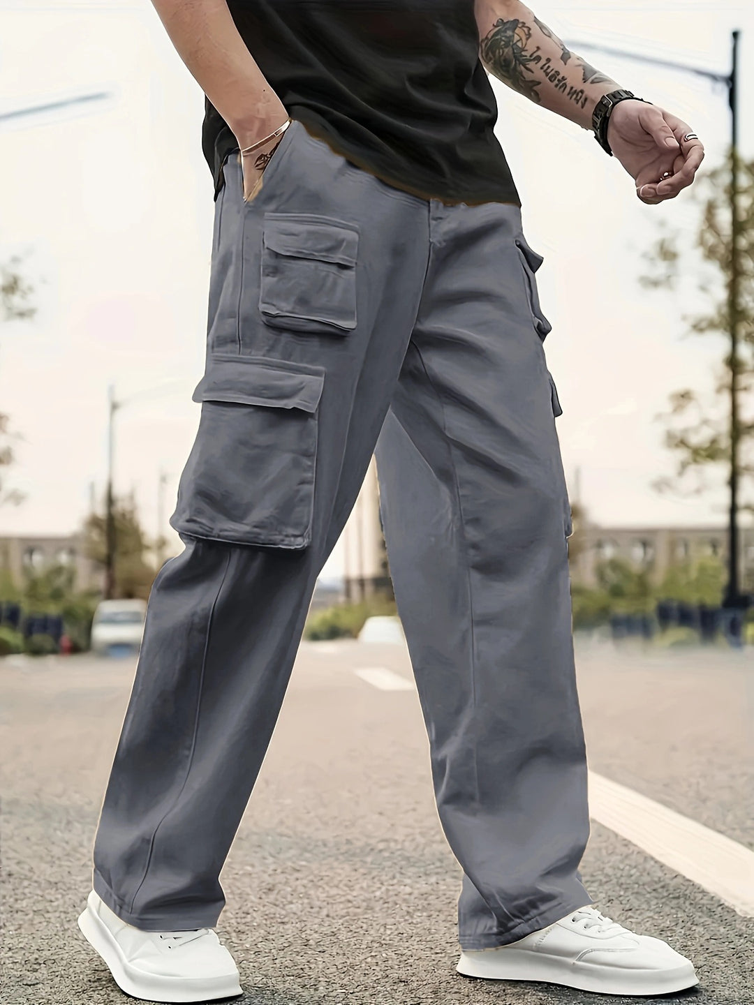 Herren Relaxed-Fit Utility-Cargohose mit großen Klappfächern und elastischem Beinabschluss Nord Taschen