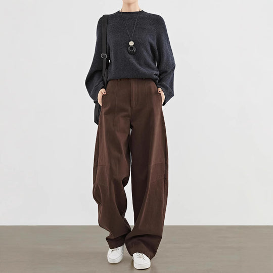 Damen Weite Highwaist-Bundfaltenhose im Cargo-Look mit extra weitem Bein Nord Taschen