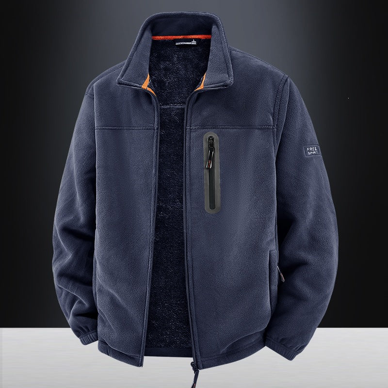 Herren Thermo-Fleece-Outdoorjacke mit Teddy-Innenfutter, Brustreißverschluss & windabweisender Oberfläche Nord Taschen