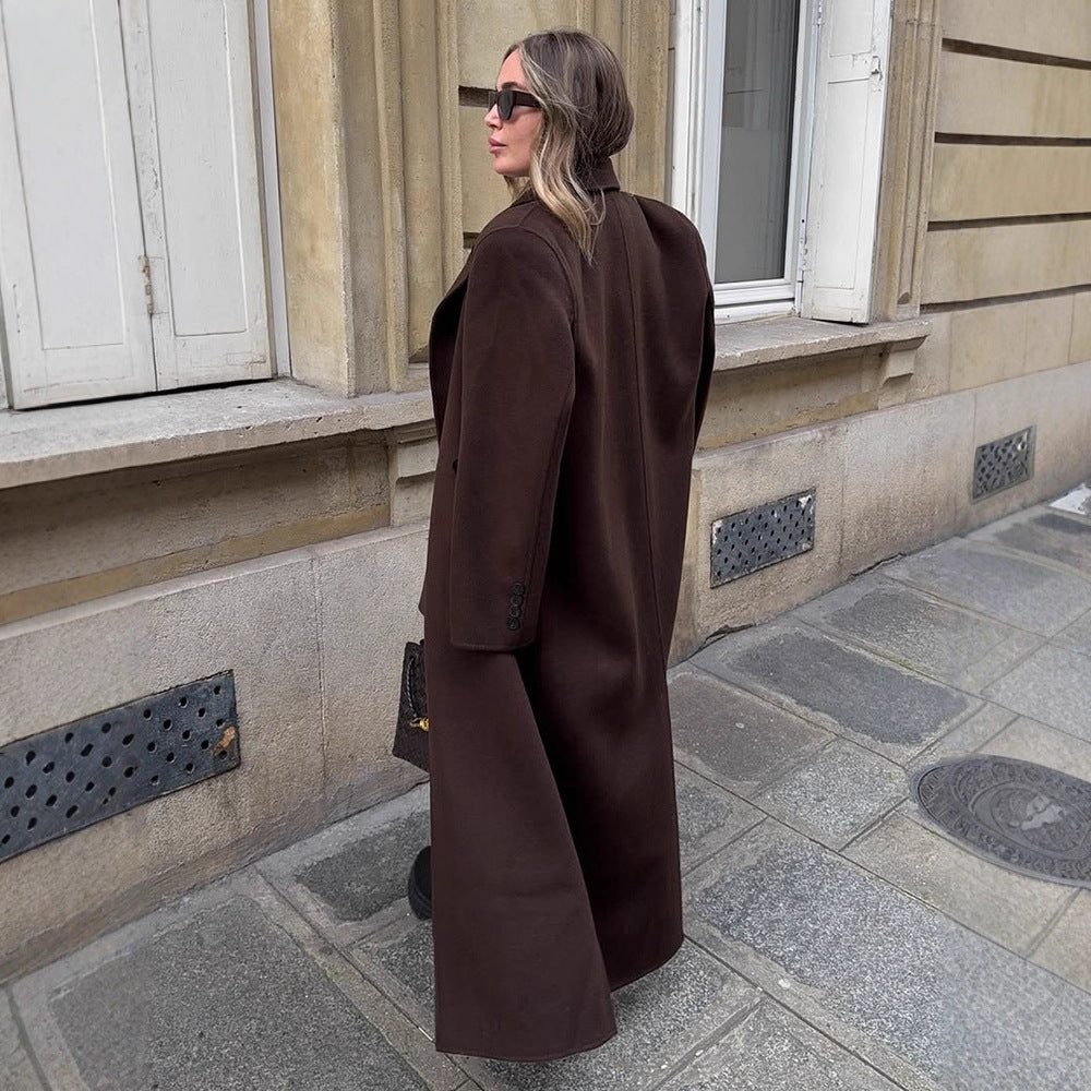 Damen Oversize Wollmix-Mantel mit verlängertem Cocoon-Schnitt und Doppelreihe Nord Taschen