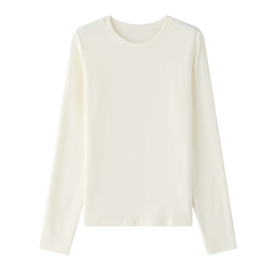 Damen Schmal geschnittenes Longsleeve aus feinem Jersey mit Rundhalsausschnitt Nord Taschen