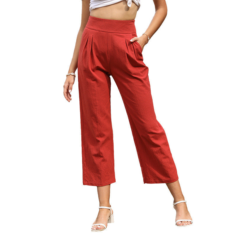 Damen Hoch geschnittene Culotte-Hose mit weitem Bein Nord Taschen