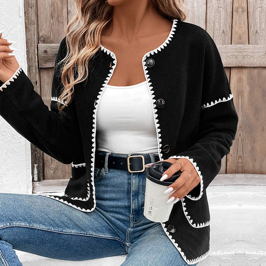 Damen Lässiger Cardigan mit Kontrastnähten Nord Taschen